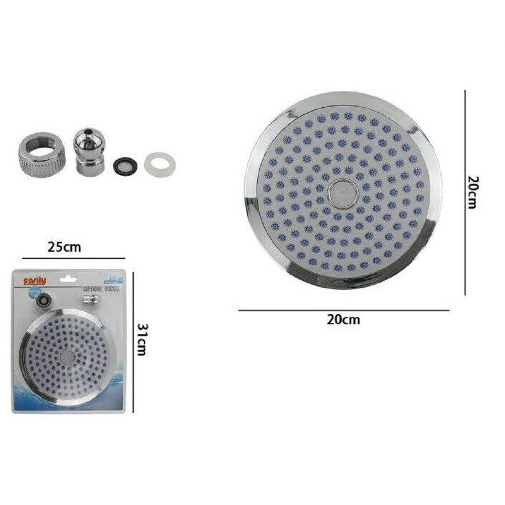 Trade Shop - Soffione Doccia Rotondo 20 Cm Ugelli Fori Attacchi Bagno Miscelatore 69286 -