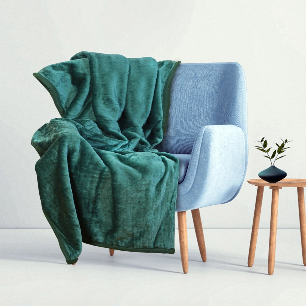 AIO FACTORY Coperta in acrilico verde 160x200 cm - Copertura morbida, calda e accogliente