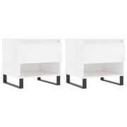 2 pz Tavolini salotto | Tavolino da caff¨¨ | Tavolino da Soggiorno Bianco Lucido 50x46x50cm Legno Multistrato