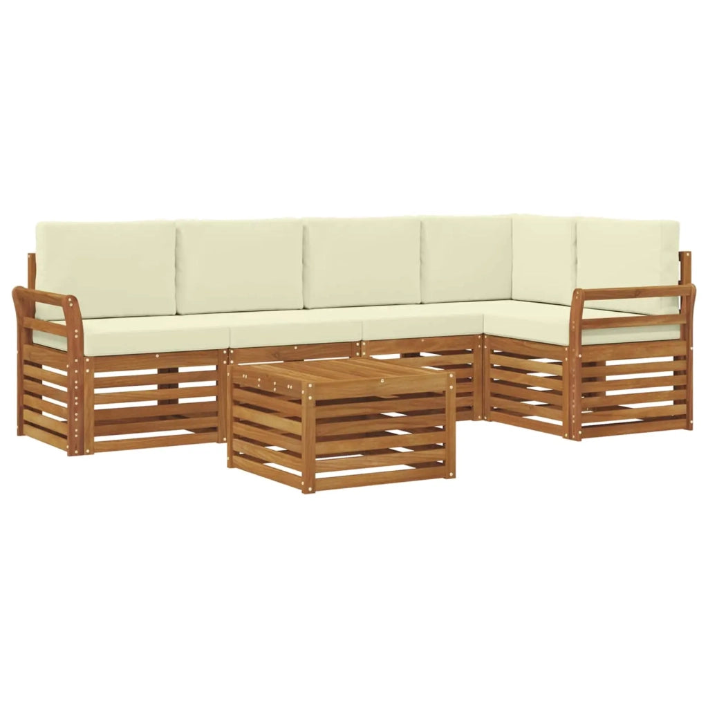 Set di divani da esterno 6 pz Naturale e Crema Poliestere 3374850