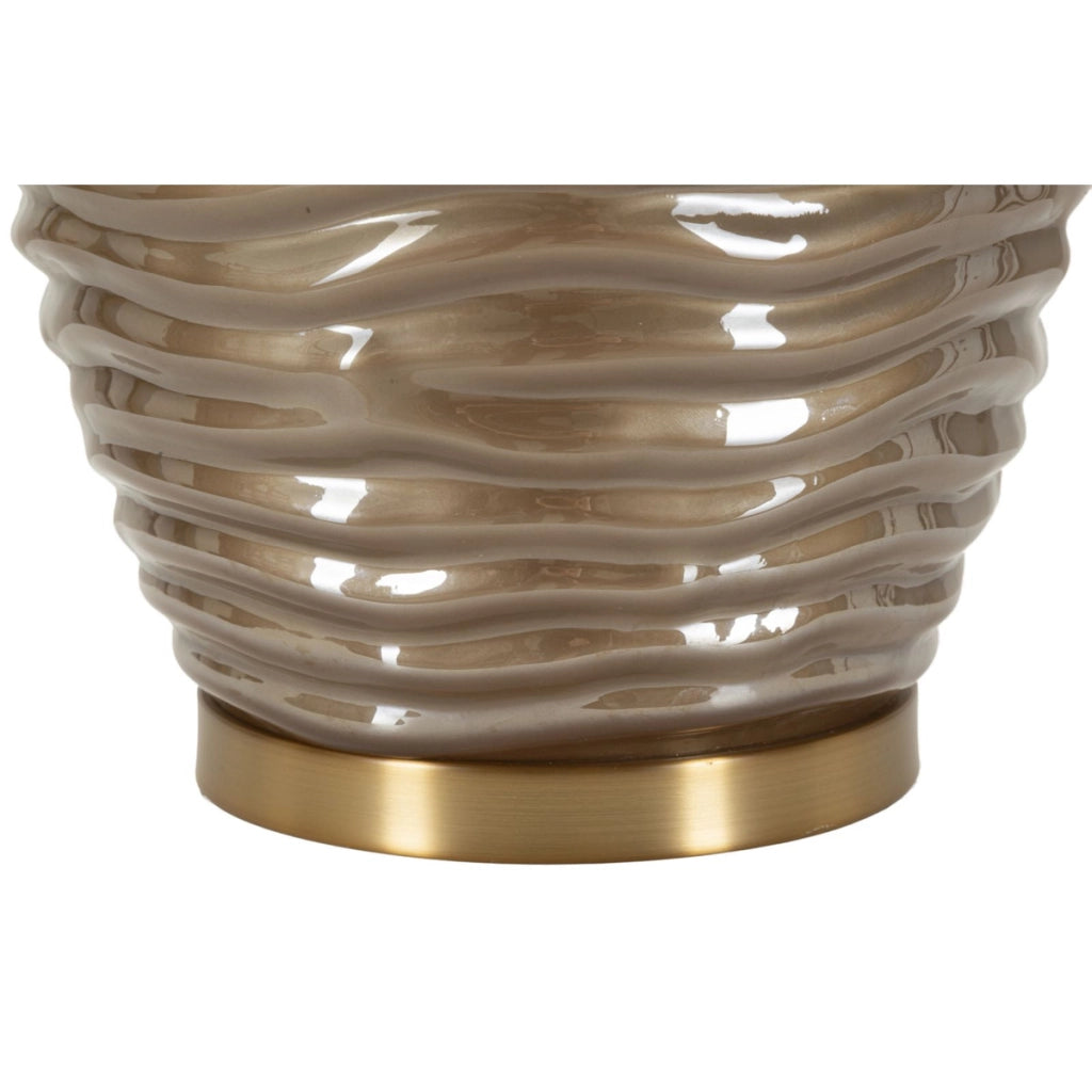 Lampada da Tavolo VKH734, Marrone, Vetro, 79x45,5x45,5 cm
