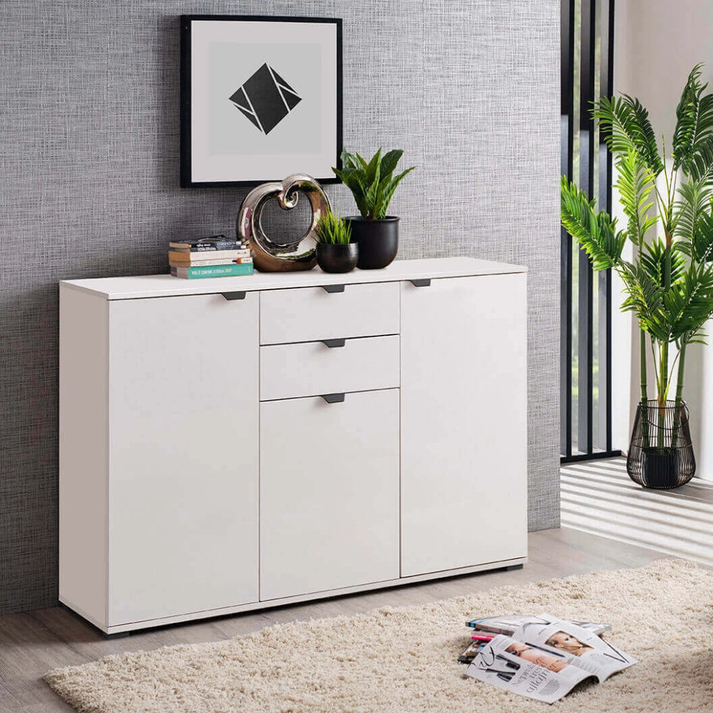 credenza moderna con 3 ante e 2 cassetti cm 135x40x95 h - PLUS