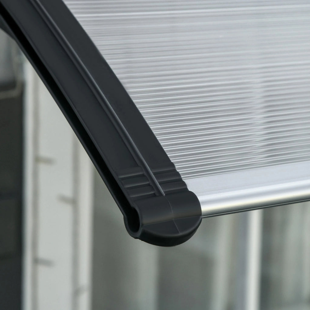 Tettoia in Policarbonato e Alluminio per Balconi 303x96x27 cm Finestre e Porte Nero e Trasparente