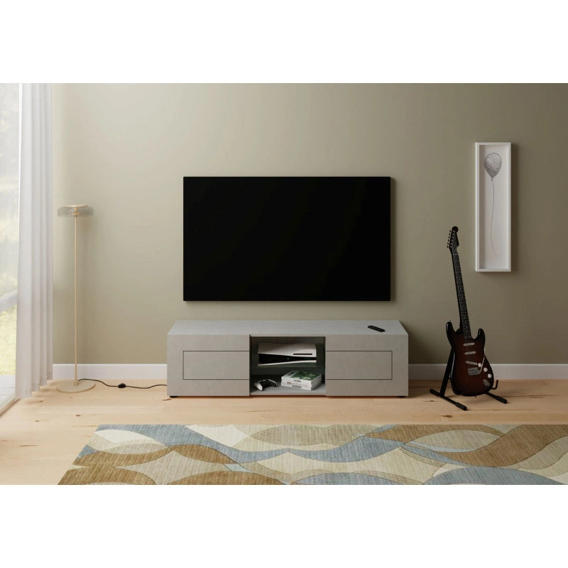 Porta TV moderno 2 ante con vano a giorno 150x40x40 cm Elios - Cashmere