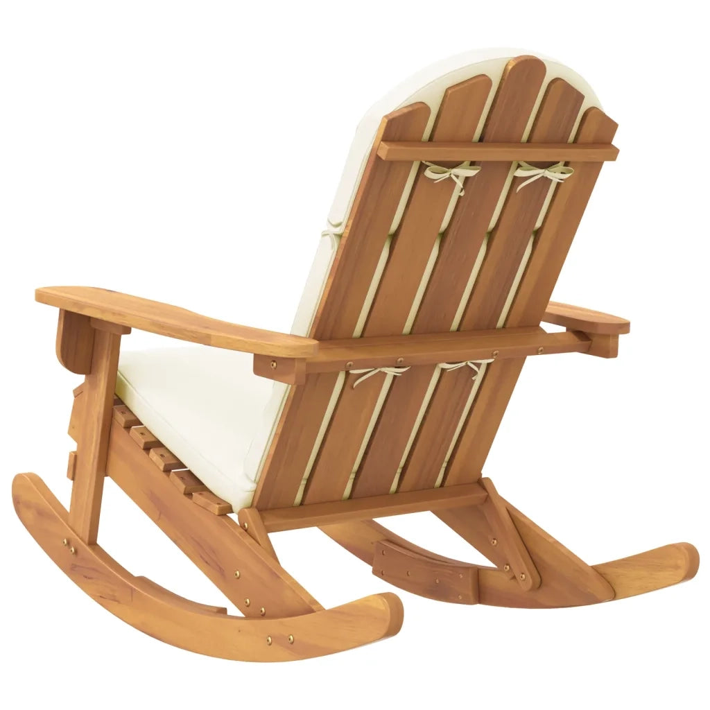 Sedia a Dondolo Adirondack con Cuscini Legno Massello di Acacia 360036