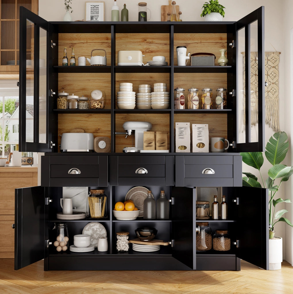 Credenza alta 140 x 38,5 x 175 cm in MDF e acrilico nero
