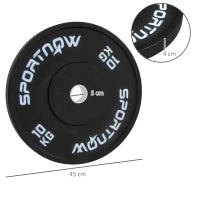 Set di 2 Dischi Palestra da 10kg per Bilanciere e Manubri con Attacco Ø5cm, Nero