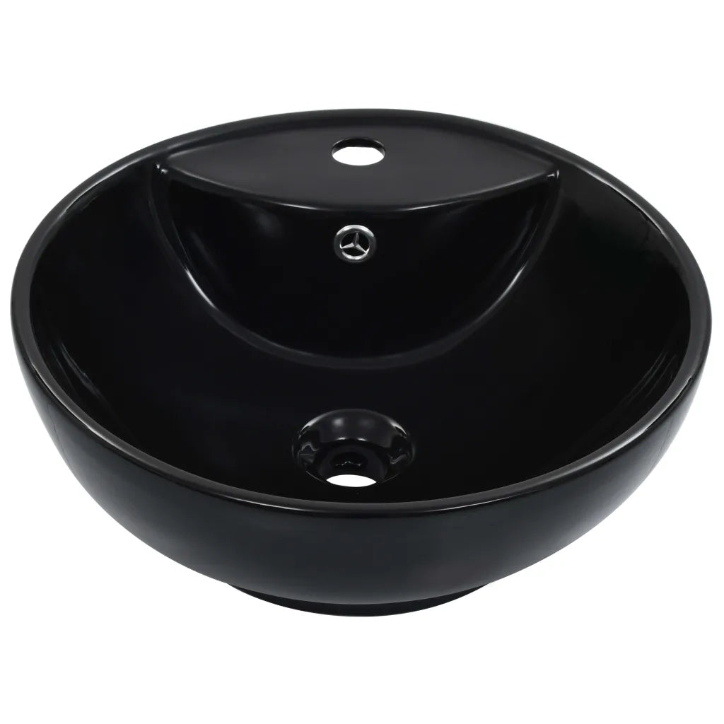 Lavandino con Troppopieno-Lavabo-Lavello 46,5x18 cm in Ceramica Nero