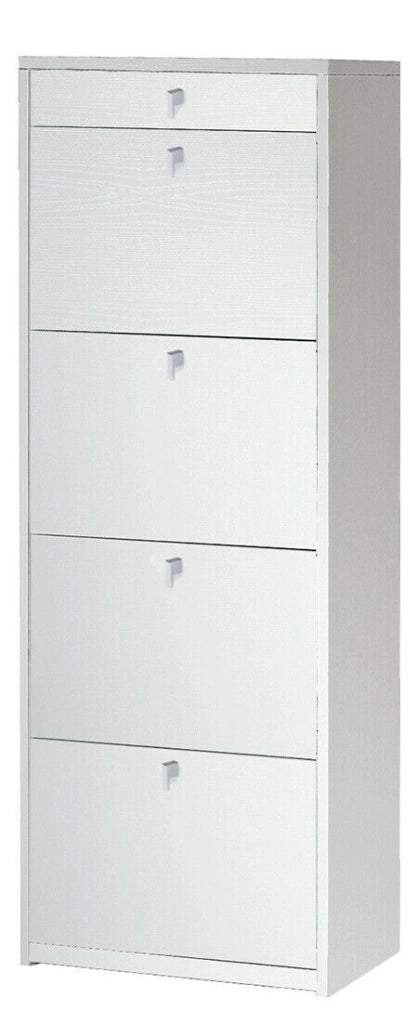 Scarpiera mobile porta scarpe 4 ante a ribalta H164 L63 P29 Cm colore Bianco Fiammato Sk568k Sarmog
