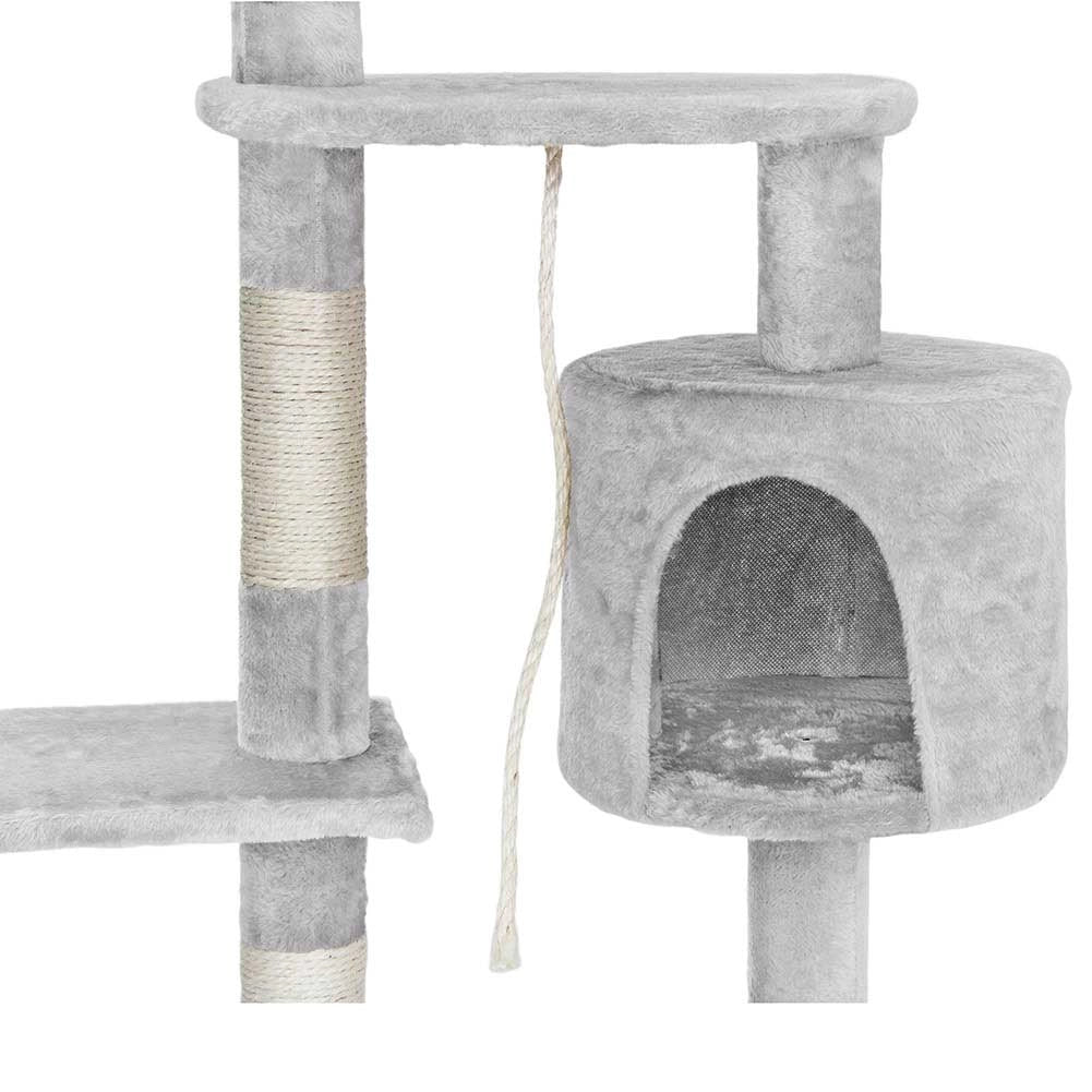 Albero Tiragraffi Gatti Parco Giochi Cuccia Graffiatoio gatto 112cm Grigio Chiar