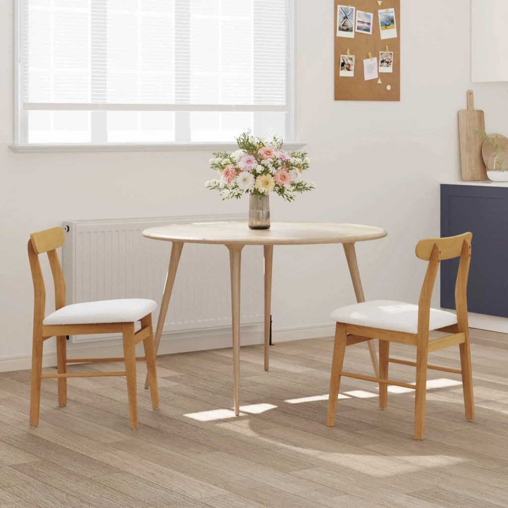 Sedia da pranzo 2 pcs Naturale e chiaro Legno di gomma solido