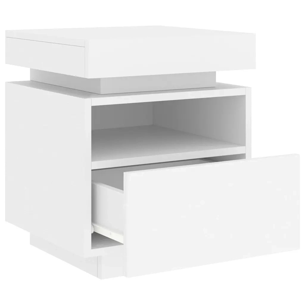 Comodino con Luci LED Bianco 40x39x48,5 cm