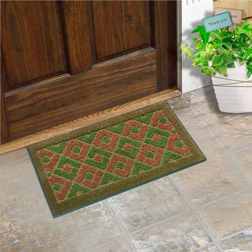 Zerbino Ingresso 50x80 cm Asciugapassi Assorbente Antiscivolo Vellutato Made In Italy Verde