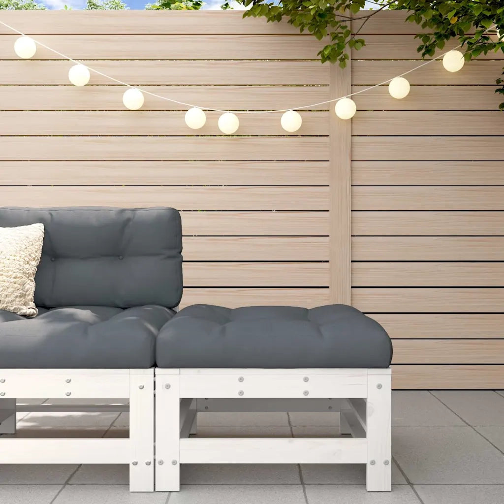 Sedia da giardino-Poggiapiedi da Giardino con Cuscino Legno Massello Pino Bianco 564427