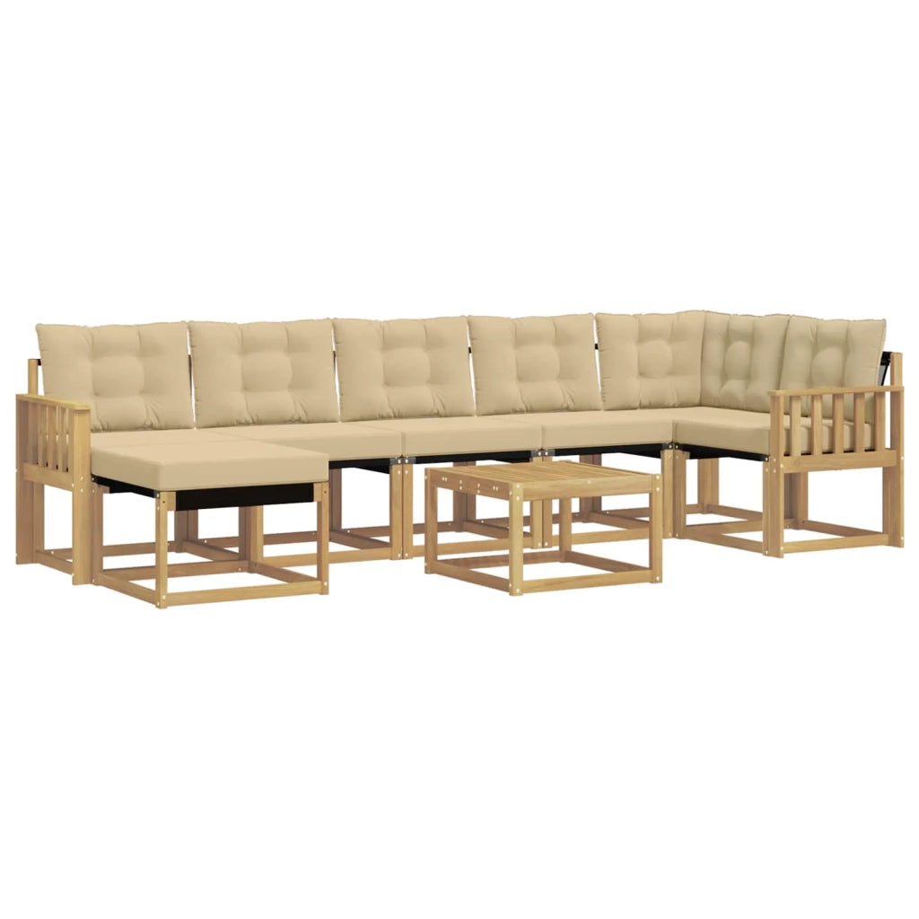 Set di divani da esterno con cuscino 8 pcs Bianco e Beige