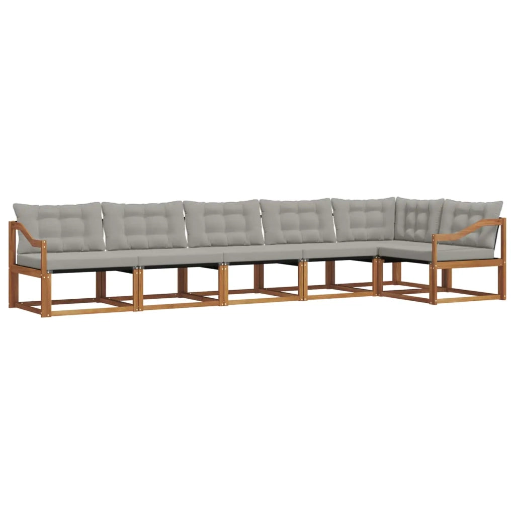 Set di divani da esterno 6 pcs Grigio Naturale e Chiaro