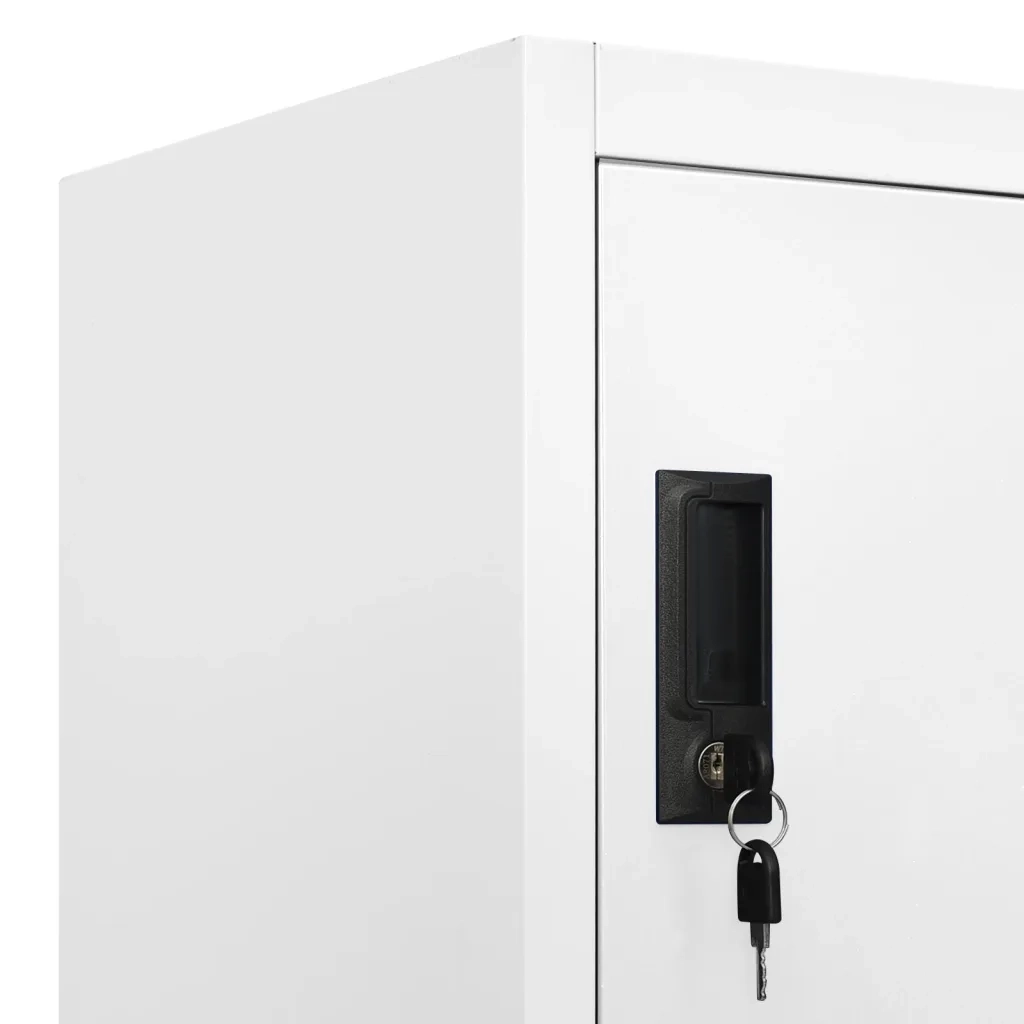 Armadio da ufficio moderno con serratura dimensioni 90 x 45 x 180 cm dotato di 12 ante con serratura in acciaio bianco. Codice articolo: 02_0047024.
