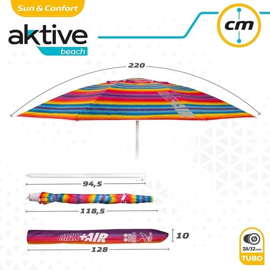 Parasole a filo 220 cm impermeabile con tetto ventilato e protezione UV 50 incluso sacchetto di trasporto - Altezza del mast 28-32 mm