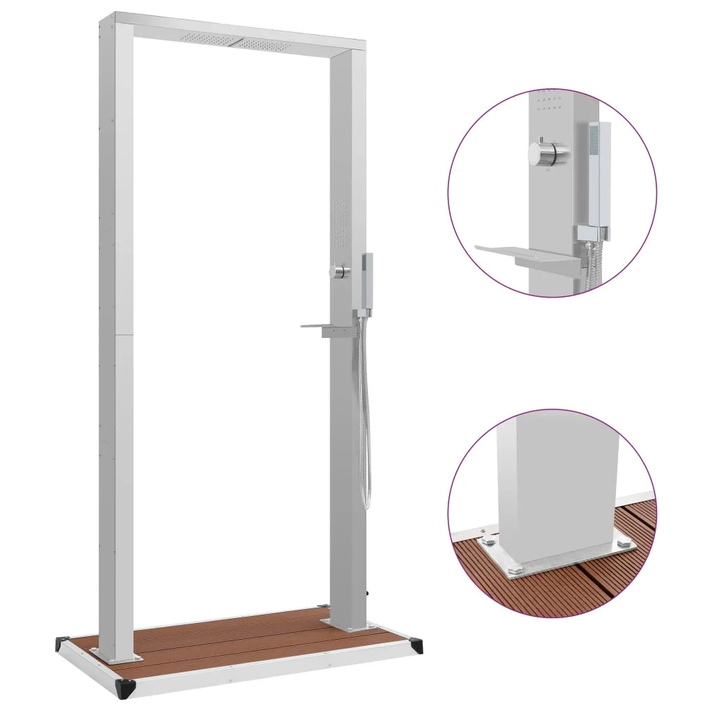 Doccia da Esterno con Piatto in WPC Acciaio Inossidabile cod mxl 47250