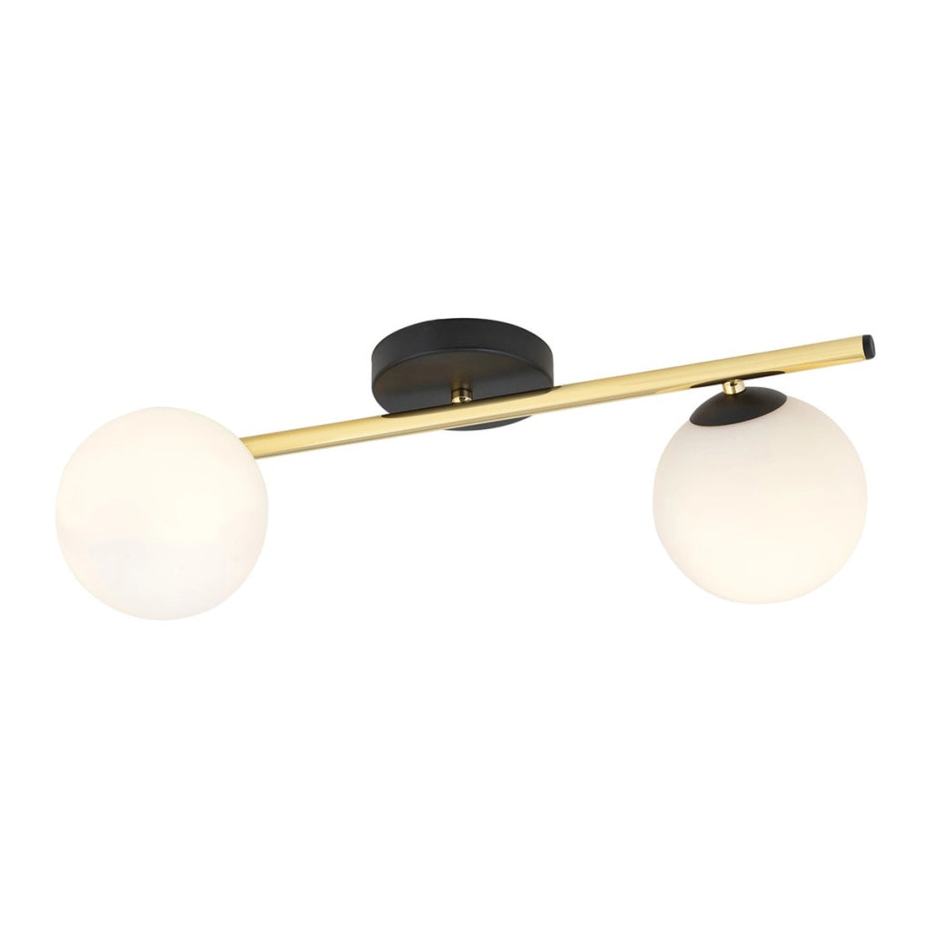 Lampada a sospensione SPLENDI in acciaio nero opaco e oro con sfere in vetro