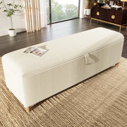 PANCA Contenitore 165 x 38 x 46 cm in Cord Beige con vano portaoggetti