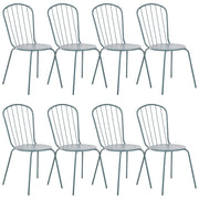 Set di sedie da pranzo da giardino azzurro alto metallo 8 persone
