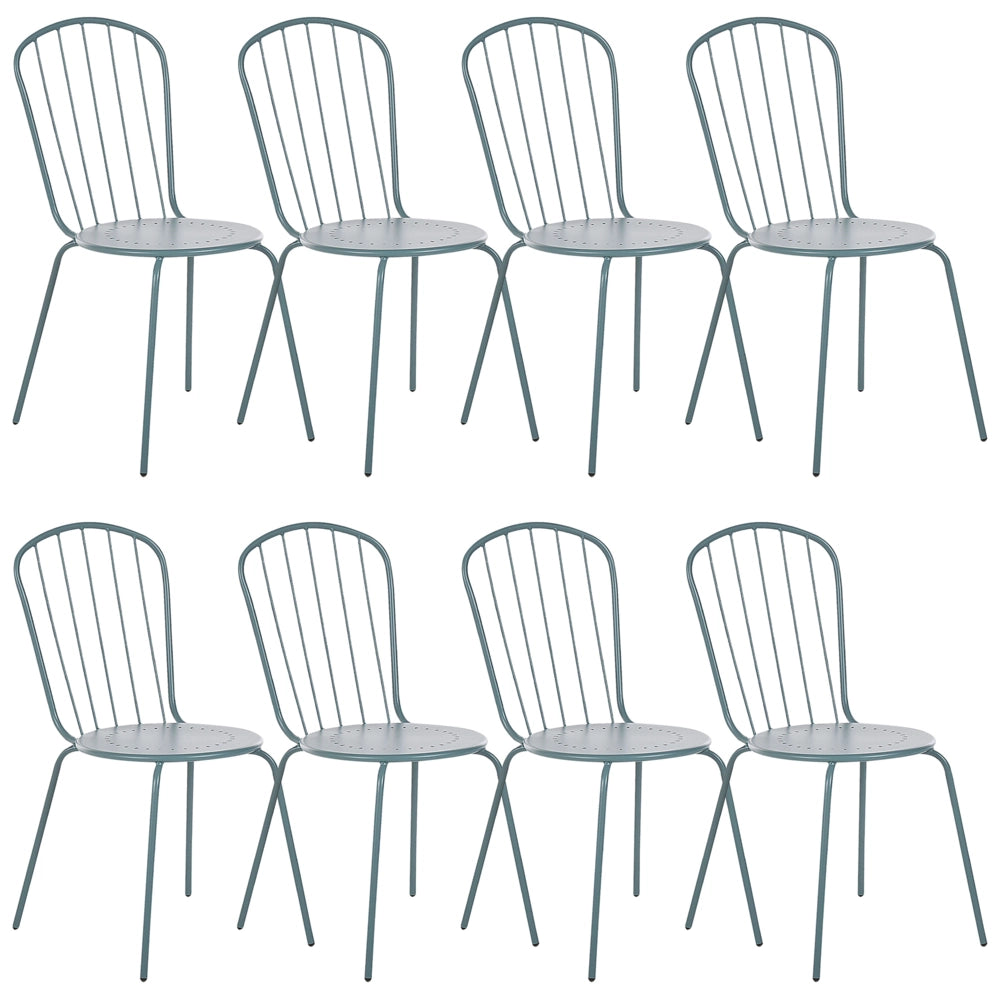Set di sedie da pranzo da giardino azzurro alto metallo 8 persone