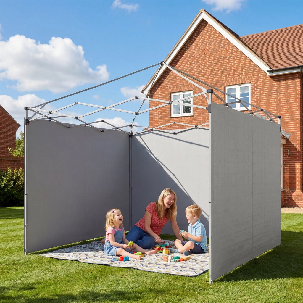 Set 3 Pezzi Fiancate con Cerniera per Gazebo 3x3 m ¨C zephmum ¨C Grigio Chiaro