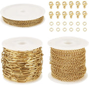 Ferraglia in Oro - Catena di Fiducia - Acciaio Inossidabile - Creazione Gioielli - Chiavi per Crostacei - Chiavi a Sfera - 3 Rulli (4 metri/rullo)