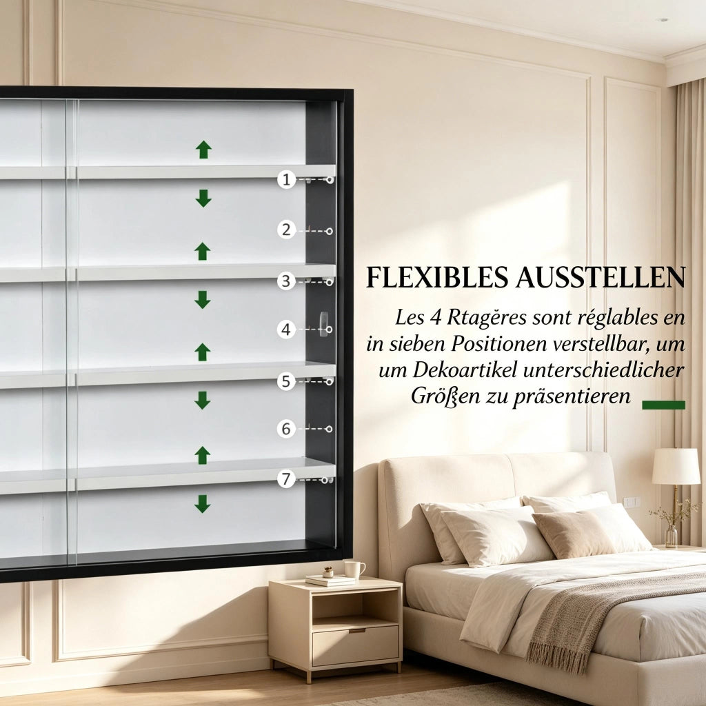 VETRINA A MURO 80 x 9,5 x 60 cm in vetro e pannello di legno Nero/Bianco