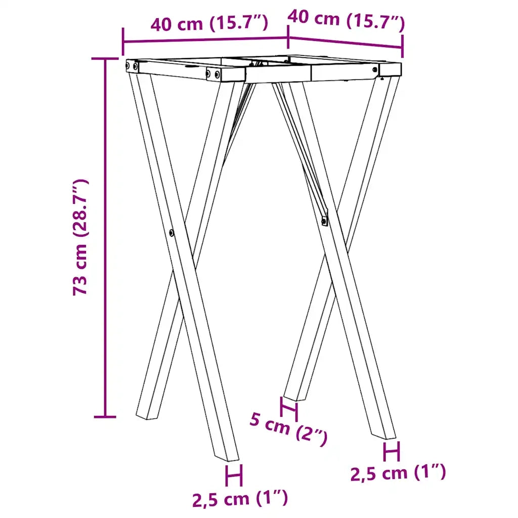 Telaio Gambe a X per Tavolo da Pranzo 40x40x73 cm in Acciaio 357903