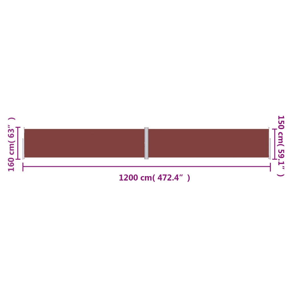 Tenda da Sole Laterale Retrattile-Tenda parasole per balcone per giardino Marrone 160x1200 cm 256883