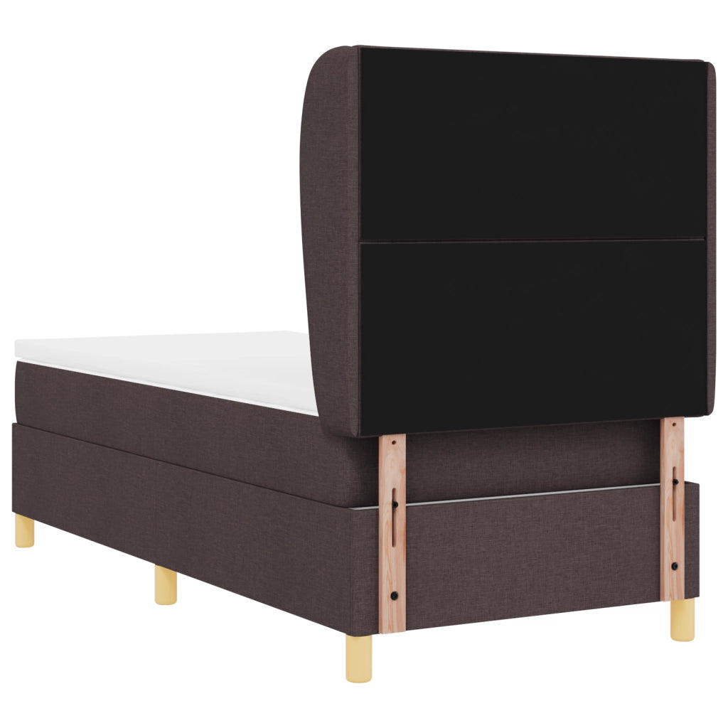 Letto con Box Spring e Materasso Marrone Scuro 100x200 cm Tessuto