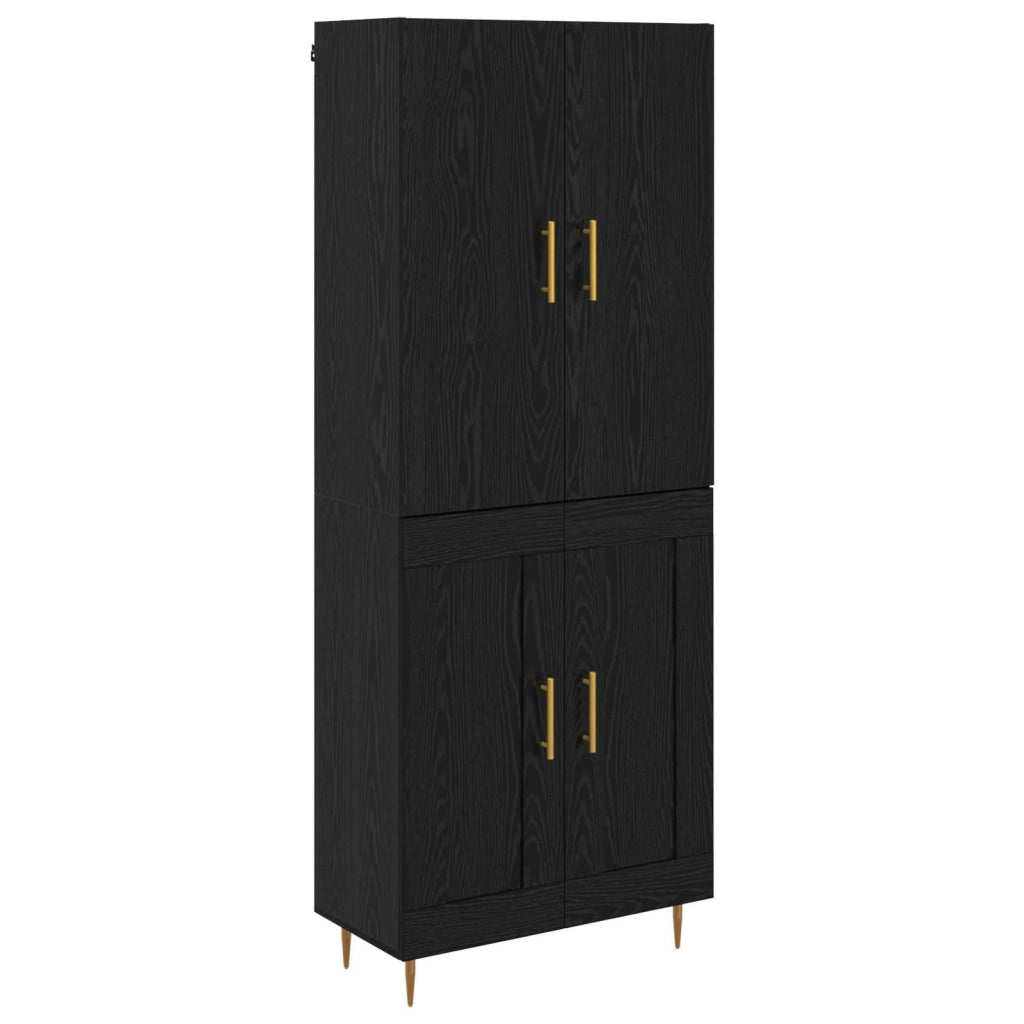Credenza | Madia | Buffet da pranzo | Armadio da pranzo Rovere Nero 69,5 x 34 x 180 cm Legno multistrato