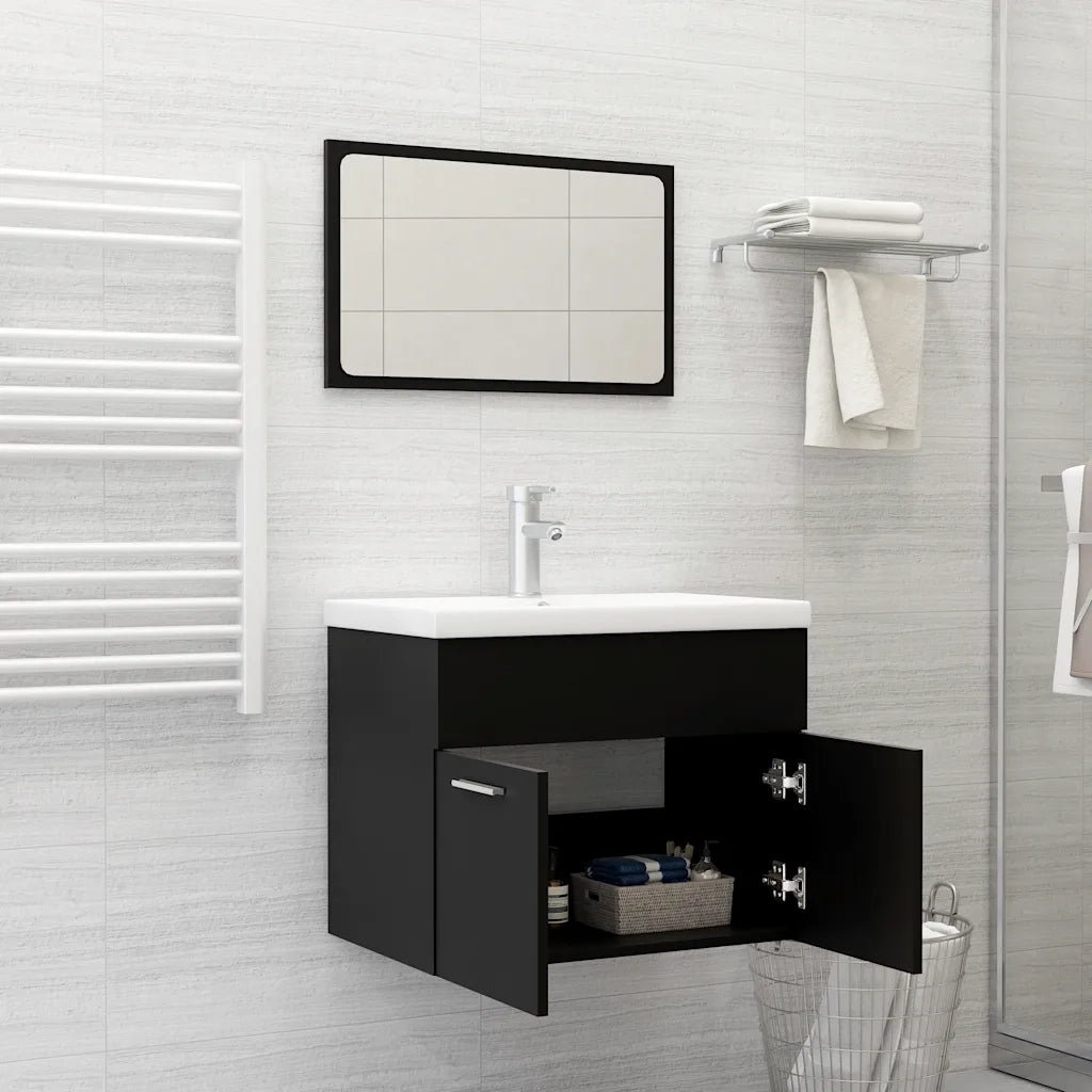 Set Mobili da Bagno | Armadio da bagno Nero in Truciolato