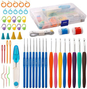 Set di Aghi da Maglia 53 Pezzi - Aghi da Maglia Ergonomiche - Multicolore - Accessori da Maglia - Per Principianti - Grip Comodo - Aghi da Maglia a Bambù