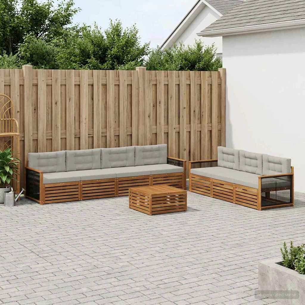 Set di divani da esterno 8 pz Naturale e Grigio Chiaro 3383114