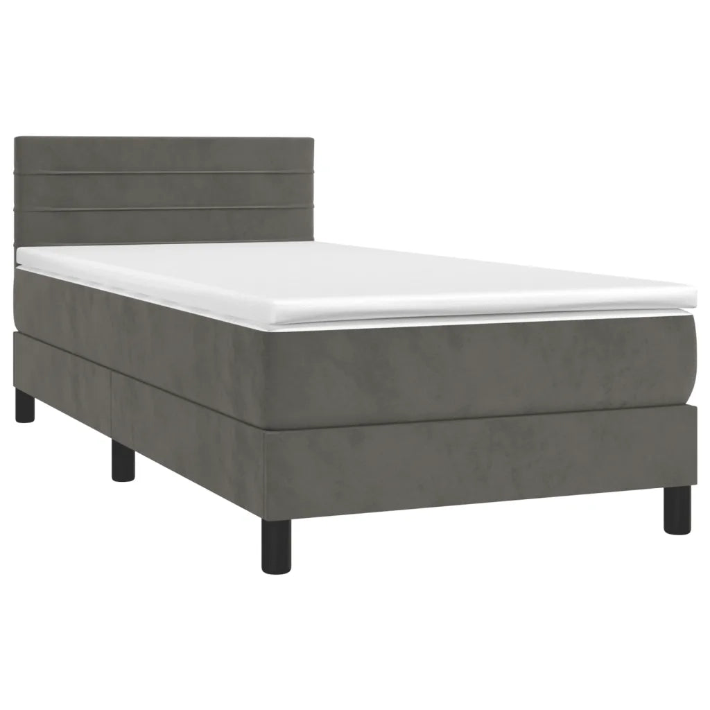 Letto a Molle con Materasso e LED-Struttura Letto con Materasso Grigio Scuro 100x200 cm 583706