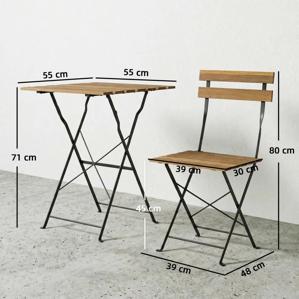 Set Bistrot 3 Pezzi ¨C Minimal ¨C Legno di Acacia, Naturale, 55x55x71 cm