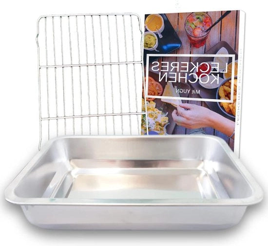 Grillrost oven a forma - padella anti ruggine - forno accessori lavastoviglie resistente - 36 x 27 x 6 cm - e-book gratuito