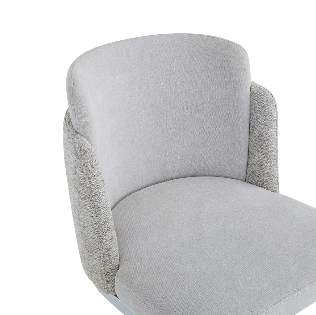 Set di 2 sedie da pranzo 61.49x59x54 cm con doppio schienale; gambe in metallo; chenille grigio argento