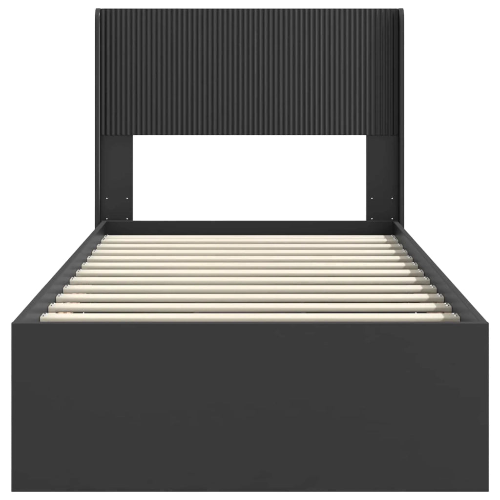 Struttura del letto con stoccaggio e testata Nero 90 x 200 cm 3414336