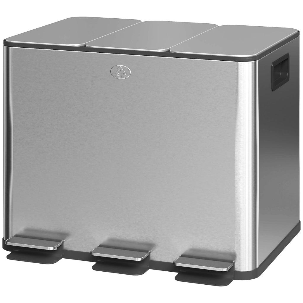Cestino per Rifiuti da Cucina ¨C zephmum ¨C Acciaio Inox 3x10L con Pedale