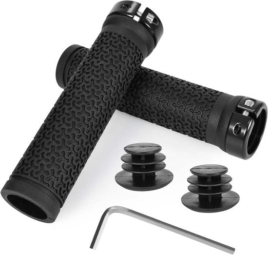 Manubri in gomma ecologici per bicicletta con antiscivolo - Manubri MTB ergonomici con ammortizzazione - Accessori per bicicletta in nero - Dimensione manubrio 22 mm