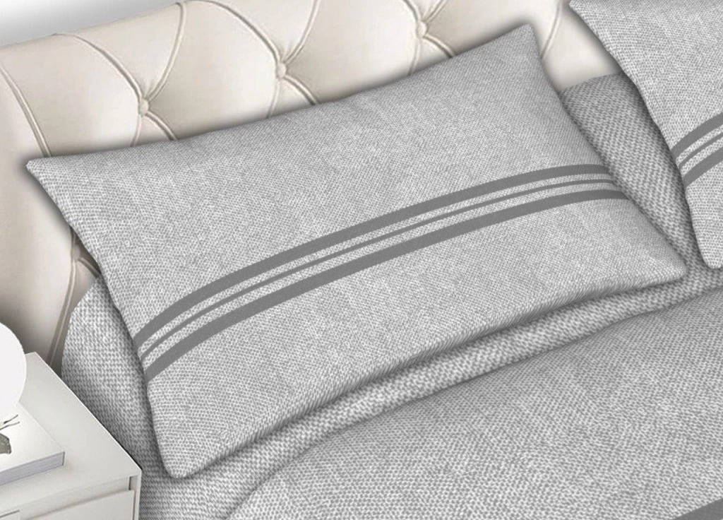 Completo Lenzuola In Morbida Flanella Made Italy Disegno Easy C.N - 1 Piazza E Mezza - Grigio