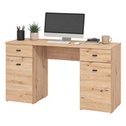 Ziro, Scrivania 2 Cassetti, 140x50x76h cm Marrone Rovere Nodi