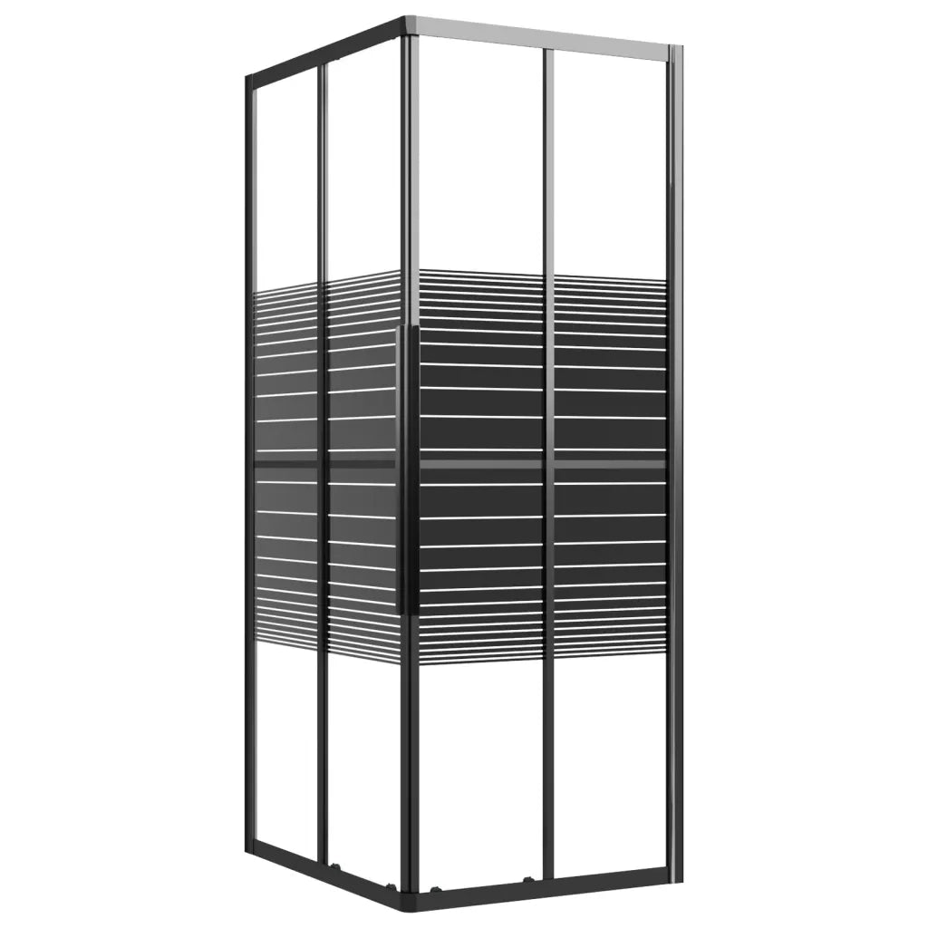 Box Doccia a Righe ESG 90x70x180 cm Nero CFW6973927