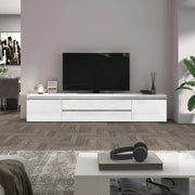 WHOUS Mobile porta tv Magic 2 ante e 2 cassetti centrali bianco lucido 240x40x55 cm