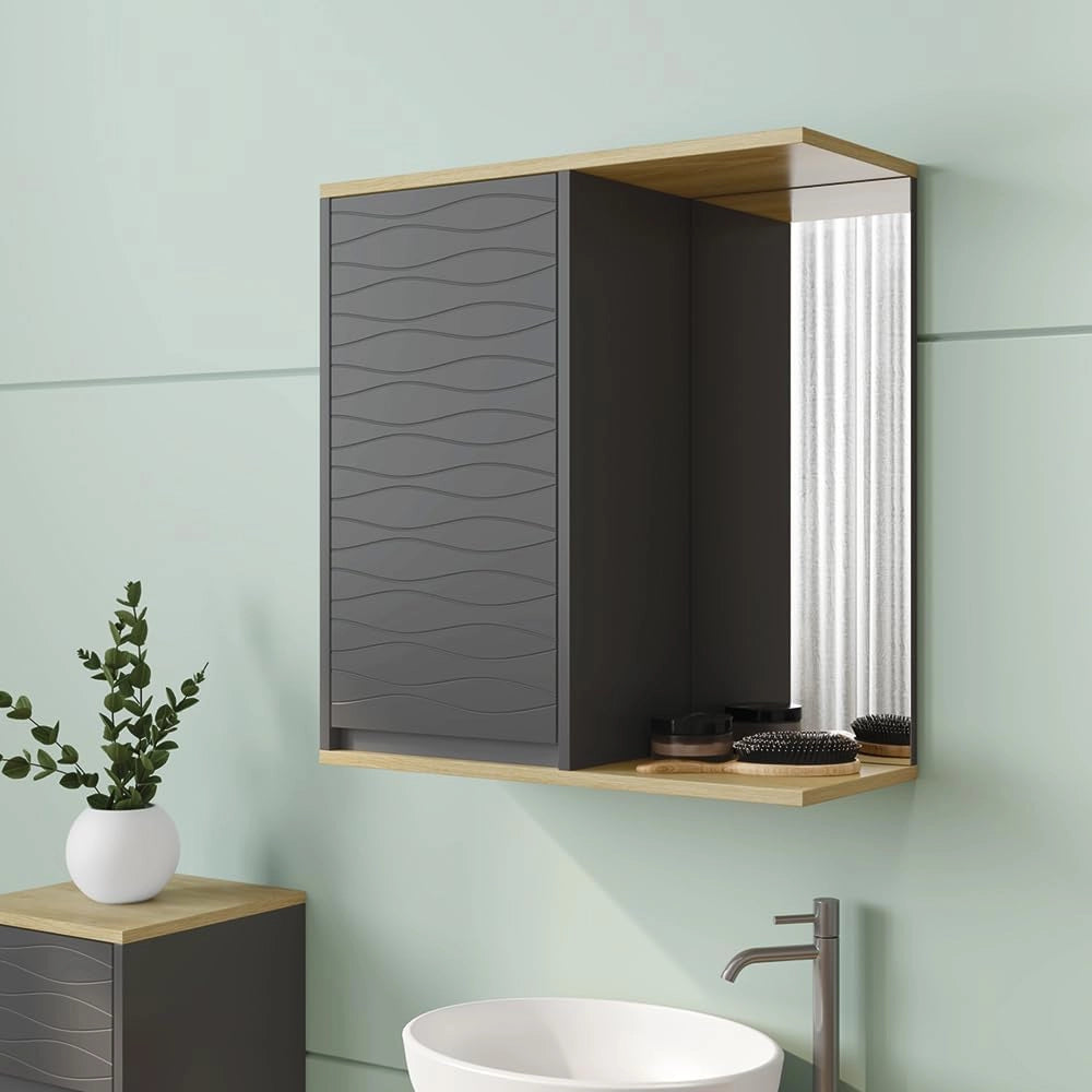 Specchio da bagno Livia, Antracite, 60 x 63 cm