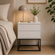Lehatava, Comodino 2 Cassetti, 40x39x65h cm Bianco